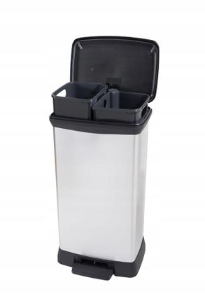 Curver Curver - Deco - Cubo De Basura (23 L + 23 L, Color Plateado Met&aacute;lico