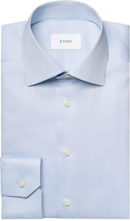 Eton Slim Fit Twill Dress Shirt in Light Blue at Nordstrom, Size 17.5