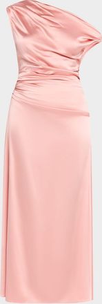 Staud Phare Draped Silk Midi Dress