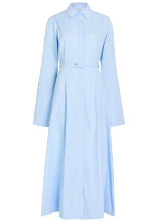 Gabriela Hearst Carmina Belted Cotton-poplin Maxi Shirt Dress - Light Blue - 46 (UK14 / L)