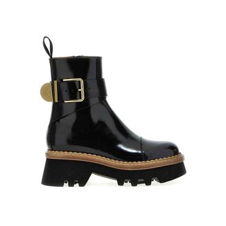 Chlo&eacute; Black Calfskin Ankle Womens Boots