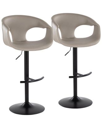 LumiSource LumiSource Set of 2 Curva Contemporary Adjustable Bar Stools with Footrest