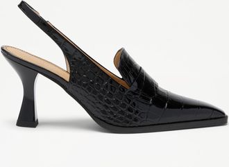 Russell & Bromley TOTTER SLINGBACK Womens Black Slingback Heeled Loafer