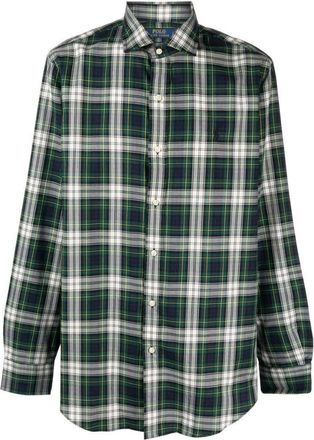 Polo Ralph Lauren Classic Cotton Plaid Shirt With Button-Down Collar And Design