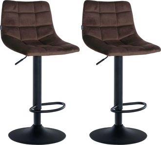 Clp Clp - Juego De 2 Taburetes De Bar Jerry En Terciopelo Marr&oacute;n Negro
