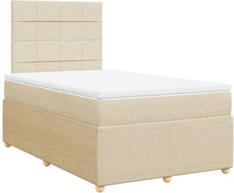 vidaXL Cama Box Spring Con Colch&oacute;n Tela Color Crema 120x200 Cm Vidaxl