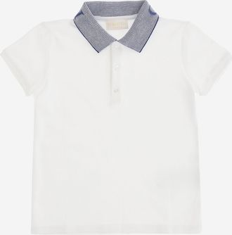 Gucci Boys Cotton Polo Shirt With Logo Collar White T-shirts And Polos
