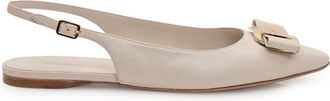 Ferragamo Off White Logo Ballet Flats