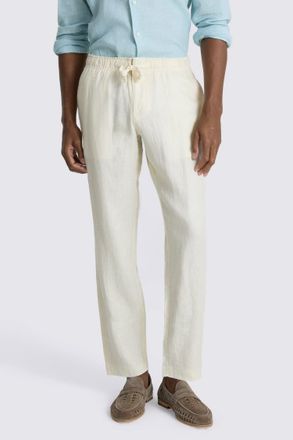 Moss Off White Linen Drawstring Trousers