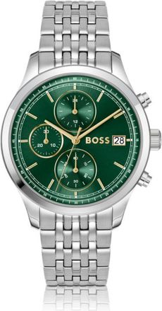 BOSS Stratus green-dial chronograph watch with link bracelet