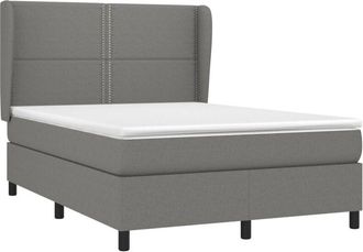 vidaXL Cama Box Spring Con Colch&oacute;n Tela Gris Oscuro 140x200 Cm Vidaxl