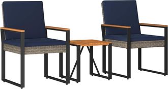vidaXL Juego De Muebles De Exterior 3 Uds. Gris Y Azul Marino Vidaxl