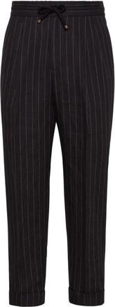Brunello Cucinelli striped linen trousers - men - Linen/Flax - 54 - Black