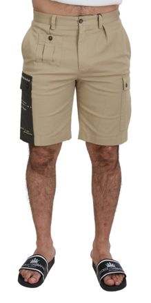 Dolce & Gabbana Mens Beige Cotton Cargo Bermuda Shorts Elastane