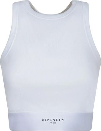 Givenchy Fitness, Dames, Wit, M, Katoen, Cropped Tank Top met Logoband