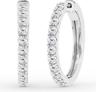 Grown Brilliance 2.0 Carat Round Lab Grown Diamond Single Row Hoop Earrings in Sterling Silver, Color G+, Clarity SI
