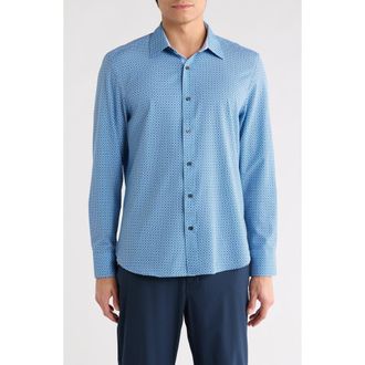 ConStruct Slim Fit Geometric Print Button-Up Shirt in Medium Blue at Nordstrom Rack, Size Xx-Large