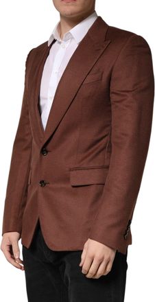 Dolce & Gabbana Mens Brown Cashmere Single Breasted Jacket Blazer Silk Clothing