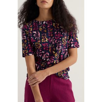 Seasalt Cornwall Poisson Print Organic Cotton T-Shirt in Inky Botanical Maritime at Nordstrom, Size 18