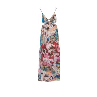 Just Cavalli Floral Chiffon Maxi Jurk - Dames - Maxi kleedjes - Veelkleurig - S - Chiffon - Kleedjes