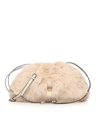Pinko Maxi Faux Fur Clutch With Logo
