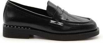 Ash Zwarte leren mocassin met studs - Dames - Loafers - Zwart - 38 EU - Schoenen