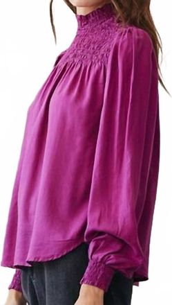 Bella Dahl Long Sleeve Smocked Blouse In Fuchsia