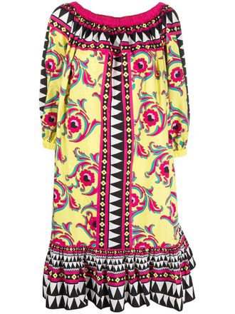 La DoubleJ Midi-jurk met bloemenprint - Geel