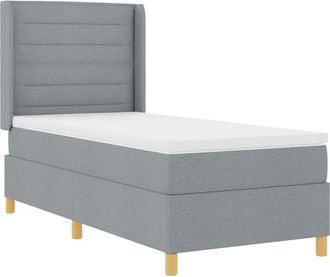 vidaXL vidaXL Box Spring Bed with Mattress Light Grey 100x200 cm Fabric