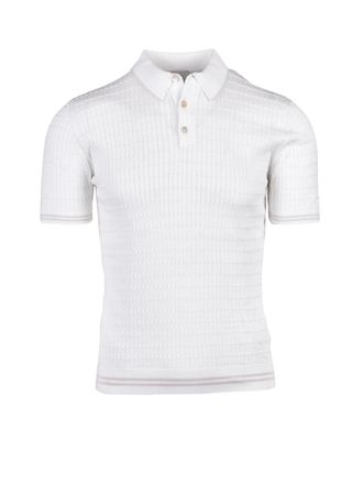 Eleventy White Men Cotton Knit Polo