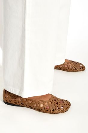 Loewe Leather Ballet Flats Petal, Womens, Brown