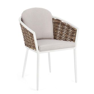 BIZZOTTO Sedia Con Braccioli Maribela Struttura E Gambe In Alluminio, Per Esterno, Seduta Con Cuscini -bianco / Confezione Da 4 Pezzi