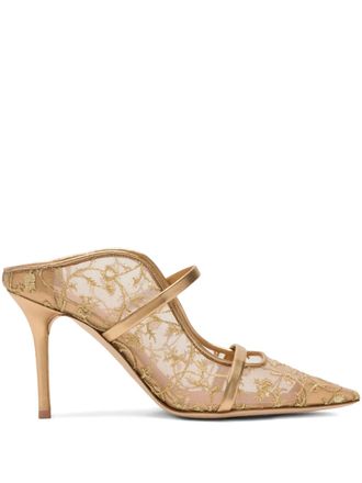 Malone Souliers Maureen gold flower-embroidered mules - women - Mesh/Nappa Leather/Calf Leather/Calf Leather - 40.5