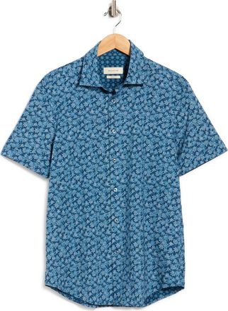 Bugatchi Short Sleeve Woven Shirt in Night Blue at Nordstrom Rack, Size Xxx-Large
