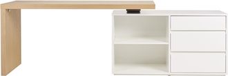 Miliboo Escritorio De Dise&ntilde;o Modulable Blanco Brillante Y Fresno New Max