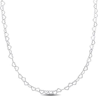 Mimi & Max 3mm Heart Link Necklace in Sterling Silver - 18 in