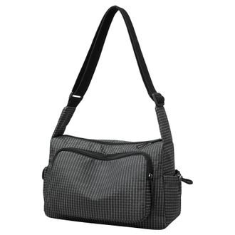 Generic Cymwer Women Nylon Checkered Shoulder Bag Large Capacity Handbag for Daily Use (Black)