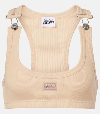 Jean Paul Gaultier Ribbed-knit cotton bra top