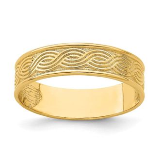 Diamond2Deal 14k Yellow Gold Wave Engraved Thumb Ring