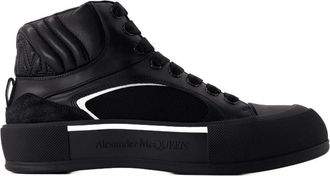 Alexander McQueen Mens Deck Sneaker Black Calfskin