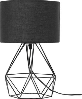 Beliani L&aacute;mpara De Mesa Pantalla Negra Jaula De Alambre Industrial Negra Maroni