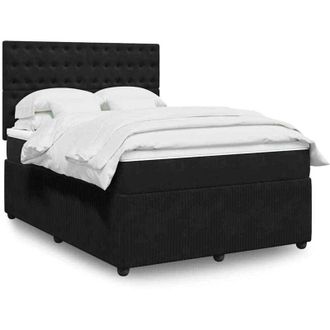 vidaXL Vidaxl - Cama Box Spring Con Colch&oacute;n Terciopelo Negro 160x200 Cm