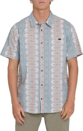 Billabong Sundays Short Sleeve Cotton Blend Button-Up Shirt in Blue Fog at Nordstrom, Size X-Large
