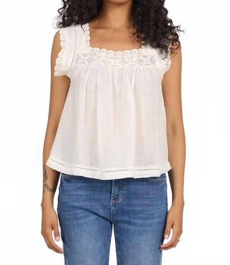 Dear John Denim Una Lace Trim Top In White