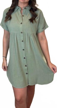 Hem & Thread Womens Evania Dolman Sleeve Shirt Dress In Sage