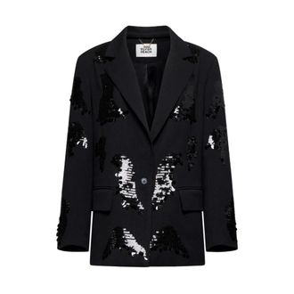 Silvian Heach Blazer met contrastapplicaties - Dames - Blazers - Zwart - XS - Wol - Jassen