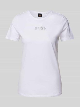 Boss Orange by Hugo Boss BOSS Orange T-Shirt mit Strasssteinbesatz Modell Eloga in Weiss, Größe XS
