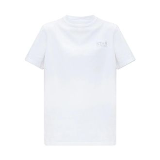 Golden Goose T-Shirts, female, White, XS, Logo Print Cotton T-shirt