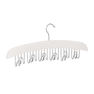 Relaxdays Percha Cinturones 12 Ganchos, Colgador Giratorio Para Accesorios, Madera, 17,5x43x5,5 Cm, Blanco Y Plateado - Relaxdays