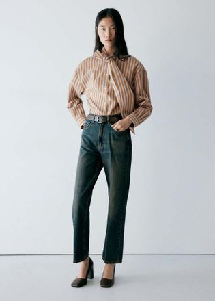Mango Blusa righe fiocco marrone - Donna - XS - MANGO